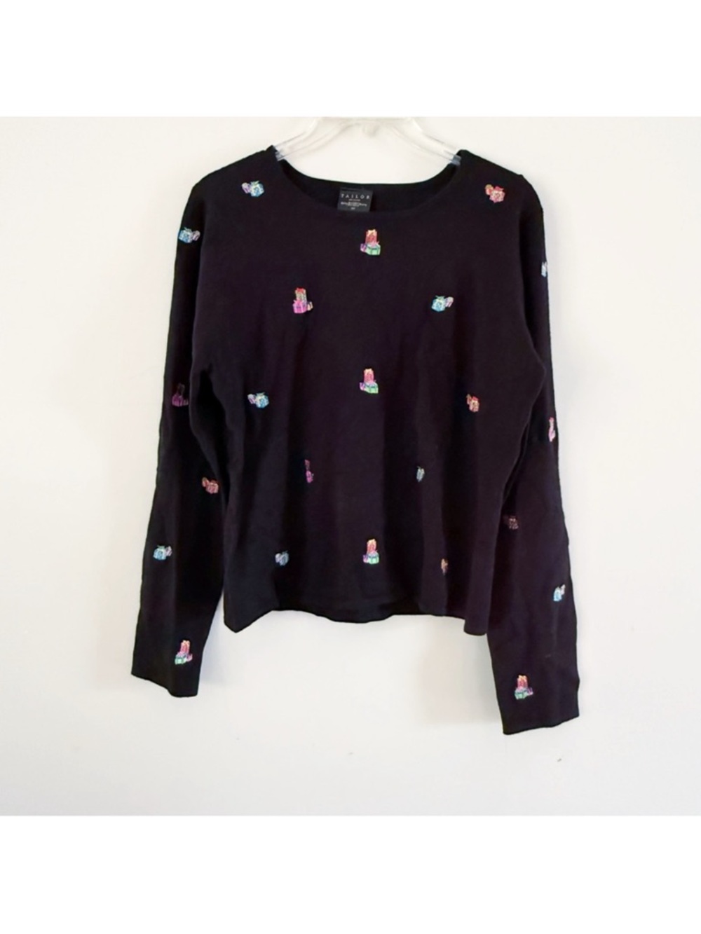 NWT Vintage Women Embroider Present Novelty Sweater Large Holiday Ugly Christmas